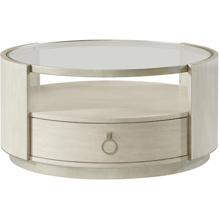 Contemporary Round Cocktail Table with Removable Casters