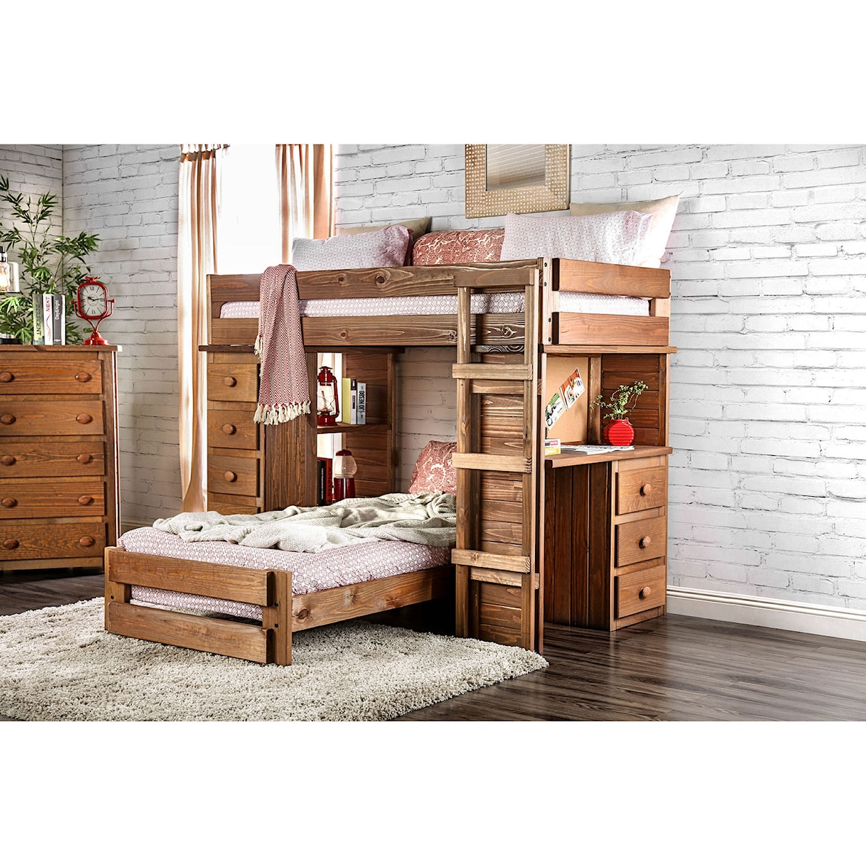 Furniture of America Eileen Twin Over Twin Loft Bed