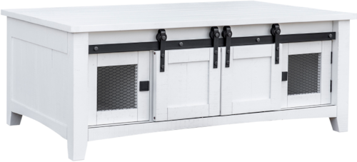Farmhouse 4-Door Coffee Table with Sliding Doors