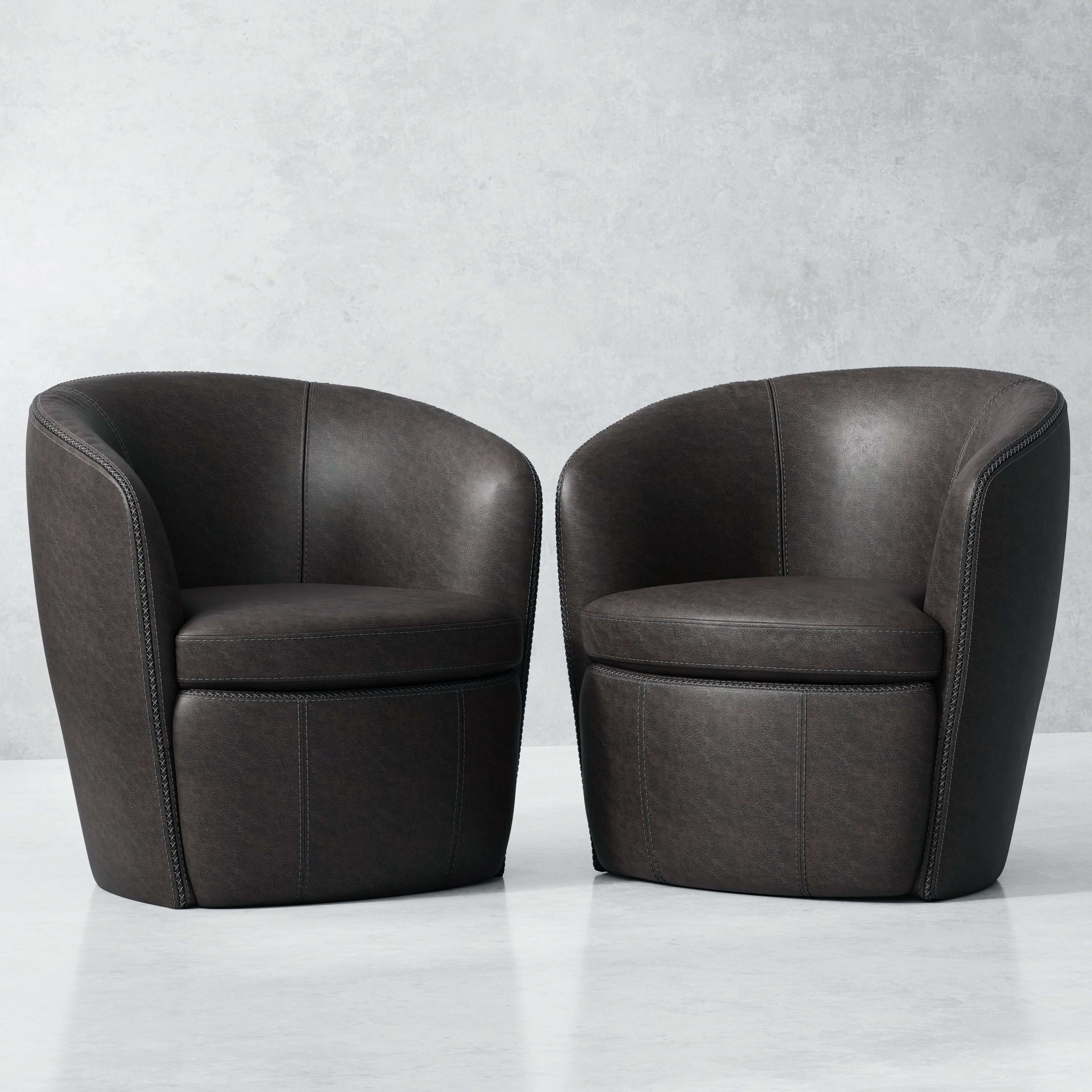 Parker Living Barolo Leather Swivel Barrel Chair (Set of 2)