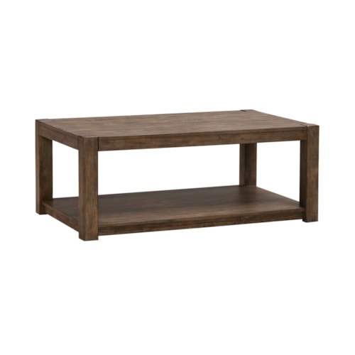 Transitional Rectangular Cocktail Table with Hidden Casters