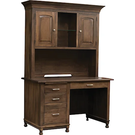 Customizable Solid Wood Kneehole Desk and Hutch