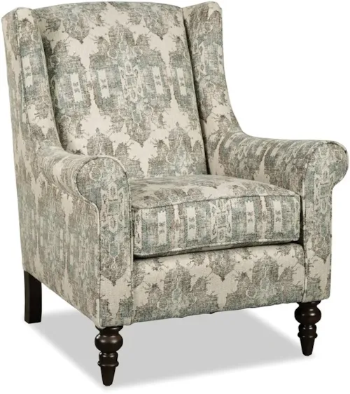 Wing Back Chair with Traditional Turned Legs