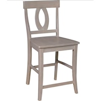 Verona Farmhouse Scroll Back Dining Stool - Taupe Gray