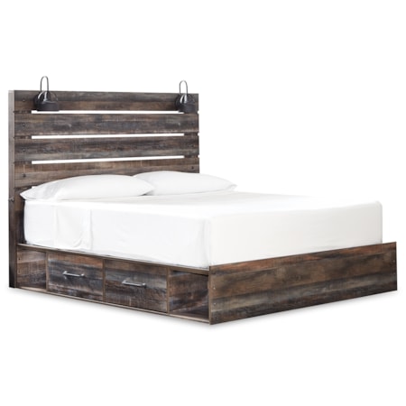 King Panel Bed With 4 Storage Drawers