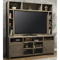 Rustic Fireplace Entertainment Center with Bronze Hardware