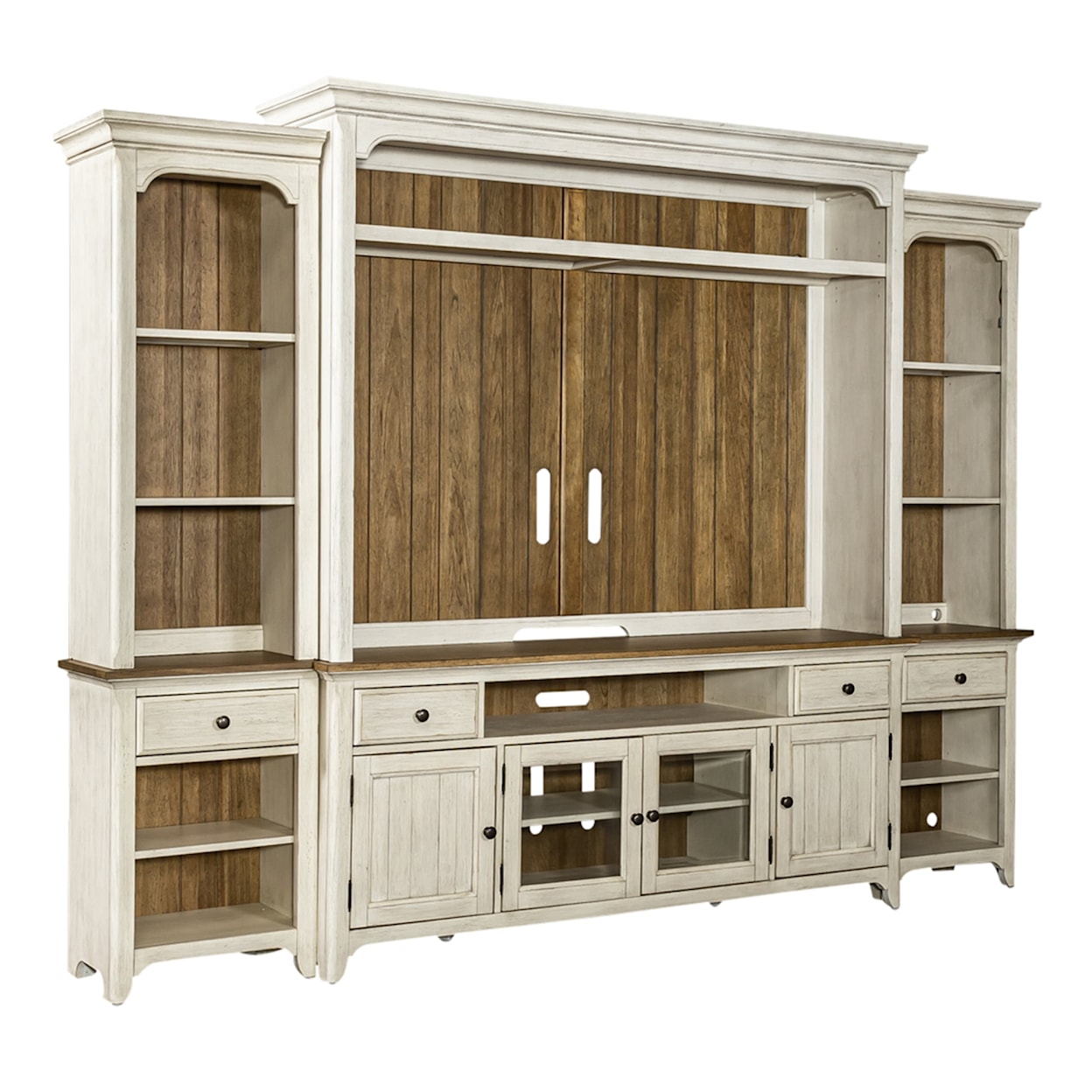 Liberty Furniture Farmhouse Reimagined Entertainment Center with Piers