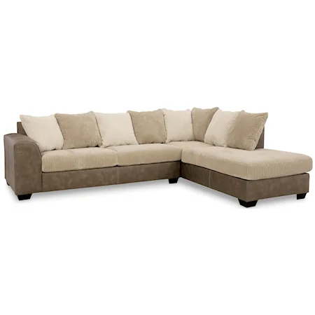 Fabric/Faux Leather 2-Piece Sectional with Chaise