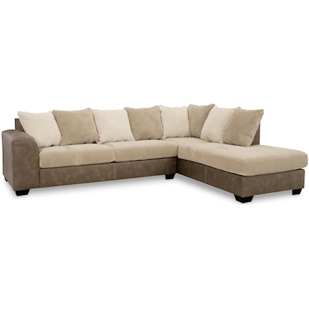 Fabric/Faux Leather 2-Piece Sectional with Chaise