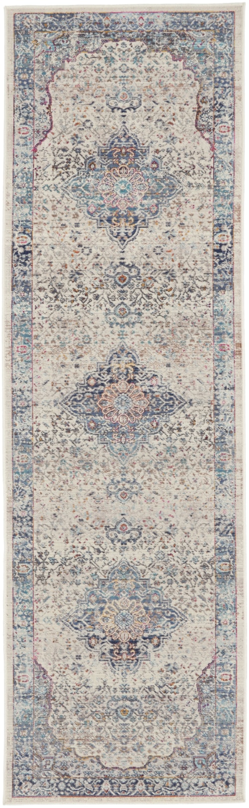 2'4" x 8' Ivory Blue Runner Rug