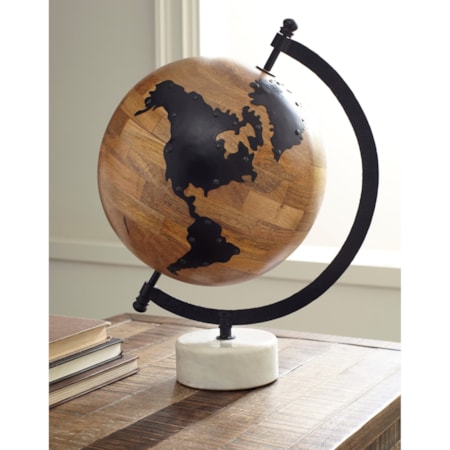 Alameda Natural/Black Globe Sculpture