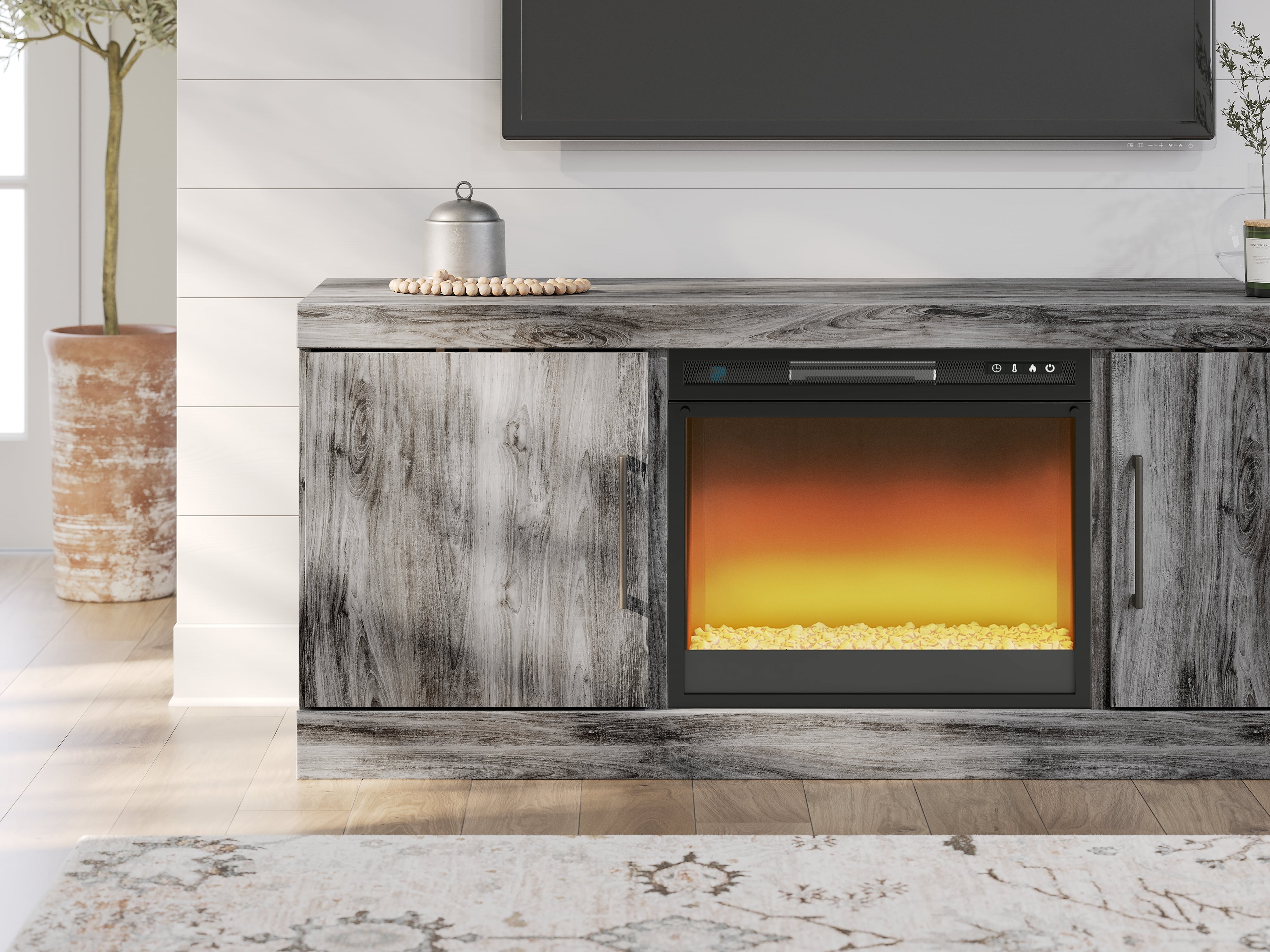 StyleLine AYLA W221W2 64" TV Stand With Electric Fireplace EFO