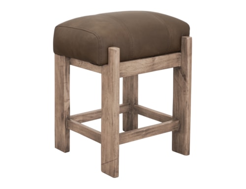 Modern Rustic 24" Counter-Height Stool with Upholstered Seat