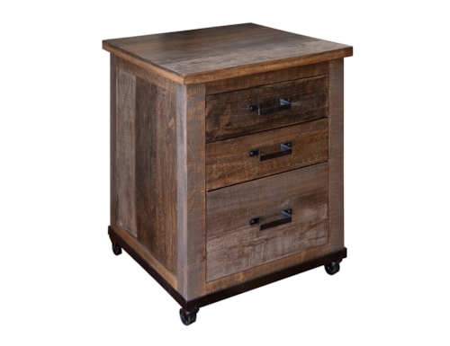 Rustic 3-Drawer File Cabinet with Casters