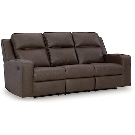 Faux Leather Reclining Sofa with Drop Down Table