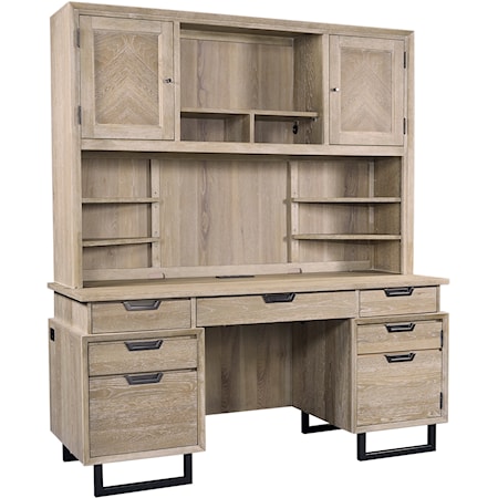 Contemporary Desk and Hutch with Adjustable Shelves and USB & A/C Ports