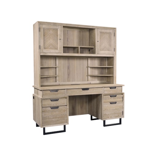 Contemporary Desk and Hutch with Adjustable Shelves and USB & A/C Ports