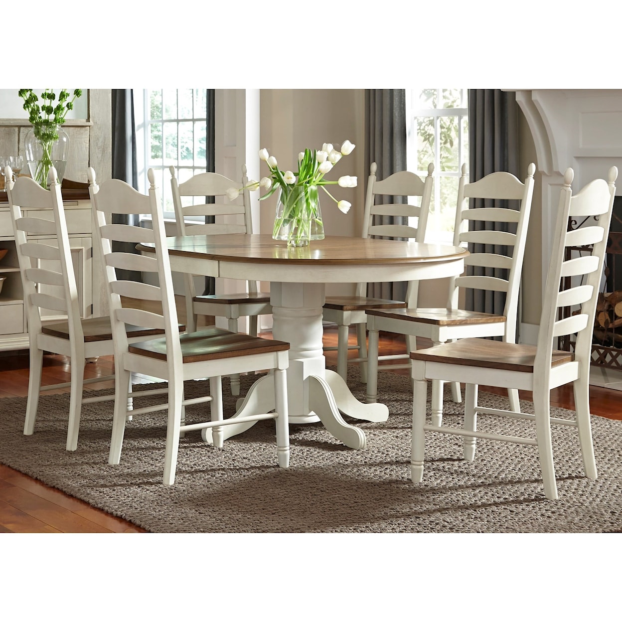 Liberty Furniture Springfield Dining 7-Piece Pedestal Table Dining Set