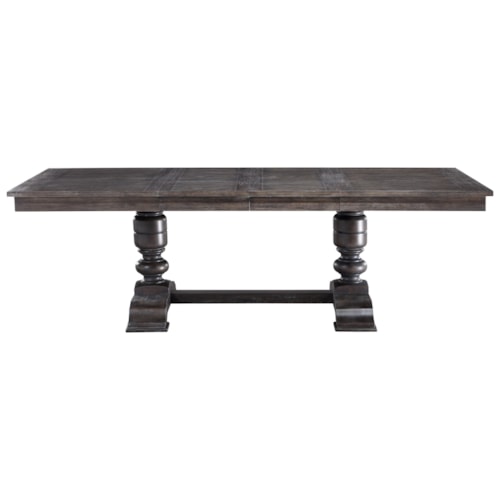 Transitional Expandable Dining Table with Double Pedestal Base