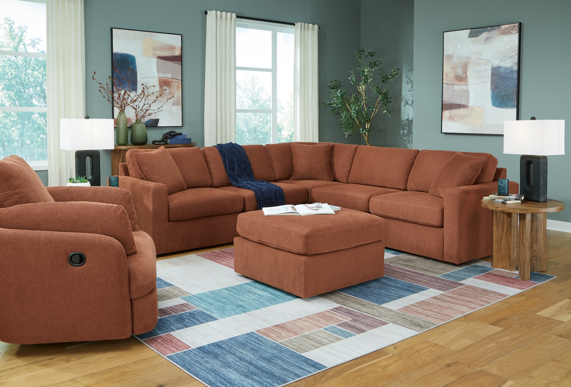 Signature Design by Ashley Modmax 5-Piece Sectional And Swivel Glider Recliner
