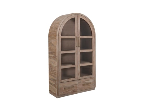 Modern Rustic Arched Storage Cabinet with Glass Doors