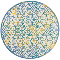 7'10"  Ivory Blue Round Rug