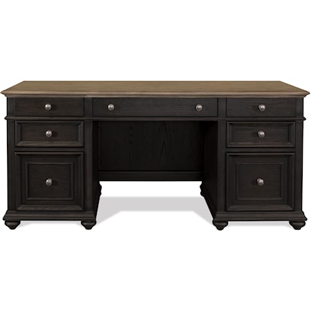 Traditional Two-Tone Kneehole Credenza