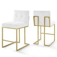 Gold Stainless Steel Upholstered Fabric Counter Stool Set of 2