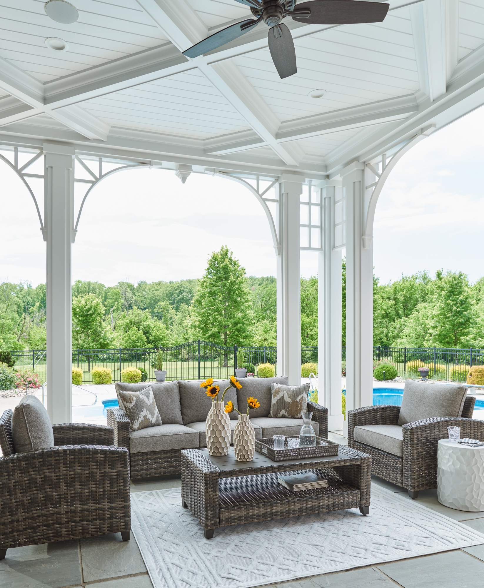 Signature Design by Ashley Oasis Court Outdoor Sofa/Chairs/Table Set (Set of 4)