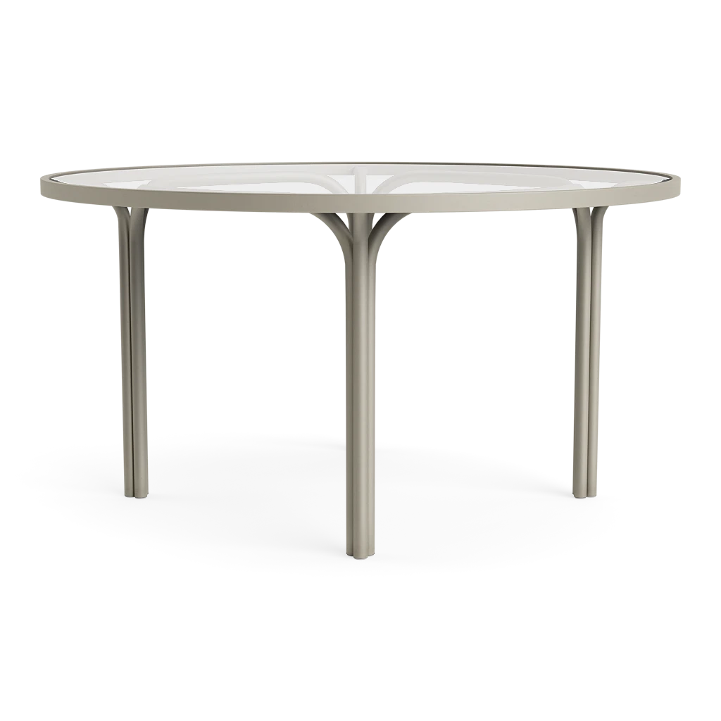 Rd. Glass-Top Aluminum Chat Table