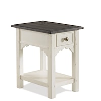 Cottage Chairside Table with Top Drawer and Lower Open Shelf