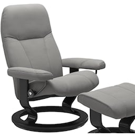 Small Chair & Ottoman with Classic Base