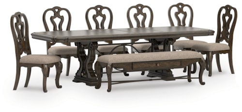 Dining Table, 6 Chairs And Bench