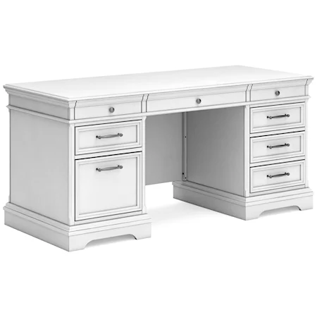 Double Pedestal Home Office Desk with File Drawer