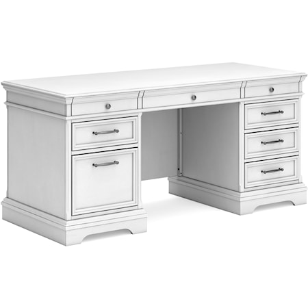 Double Pedestal Home Office Desk with File Drawer