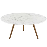 36" Round Artificial Marble Coffee Table with Tripod Base