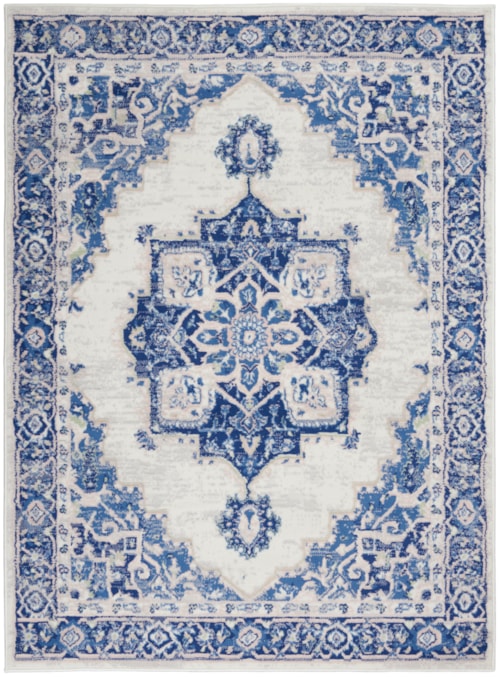 6' x 9' Ivory Blue Rectangle Rug