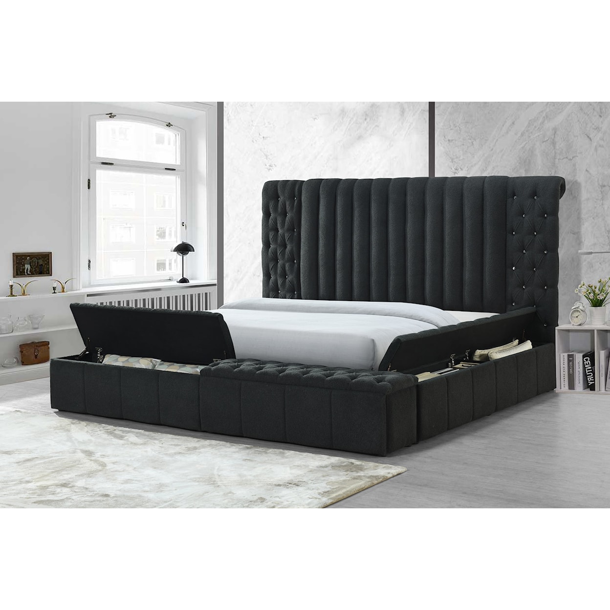 Crown Mark DANBURY Upholstered Storage Bed - Queen