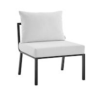 Riverside Coastal Outdoor Patio Aluminum Armless Chair - Gray/White