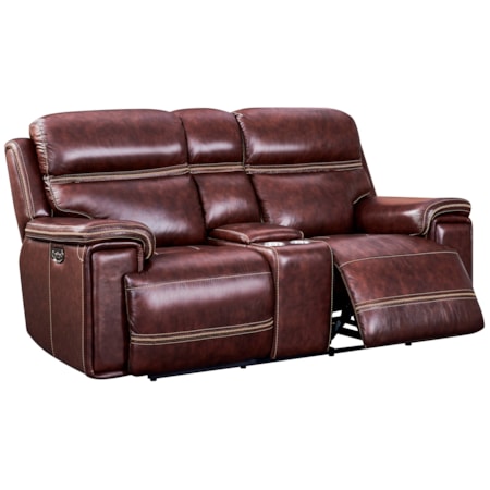 Power Reclining Leather Loveseat w/Console