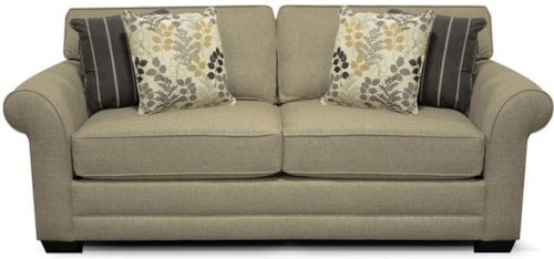 Casual Queen Sleeper Sofa with Flared Rolled Arms