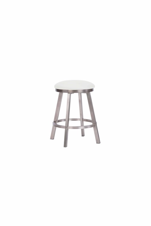 Edmonton Flat Swivel Backless Brush Stainless Steel Counter Stool  With No Welt