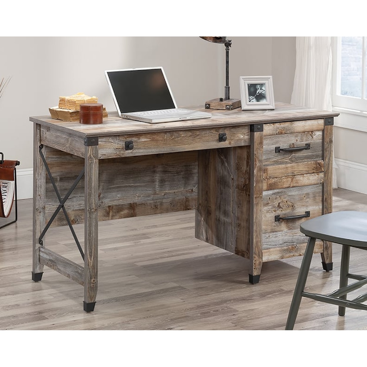 Sauder Carson Forge Single Pedestal Computer Desk