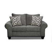 Transitional Loveseat with Loose Back Pillows - Granite