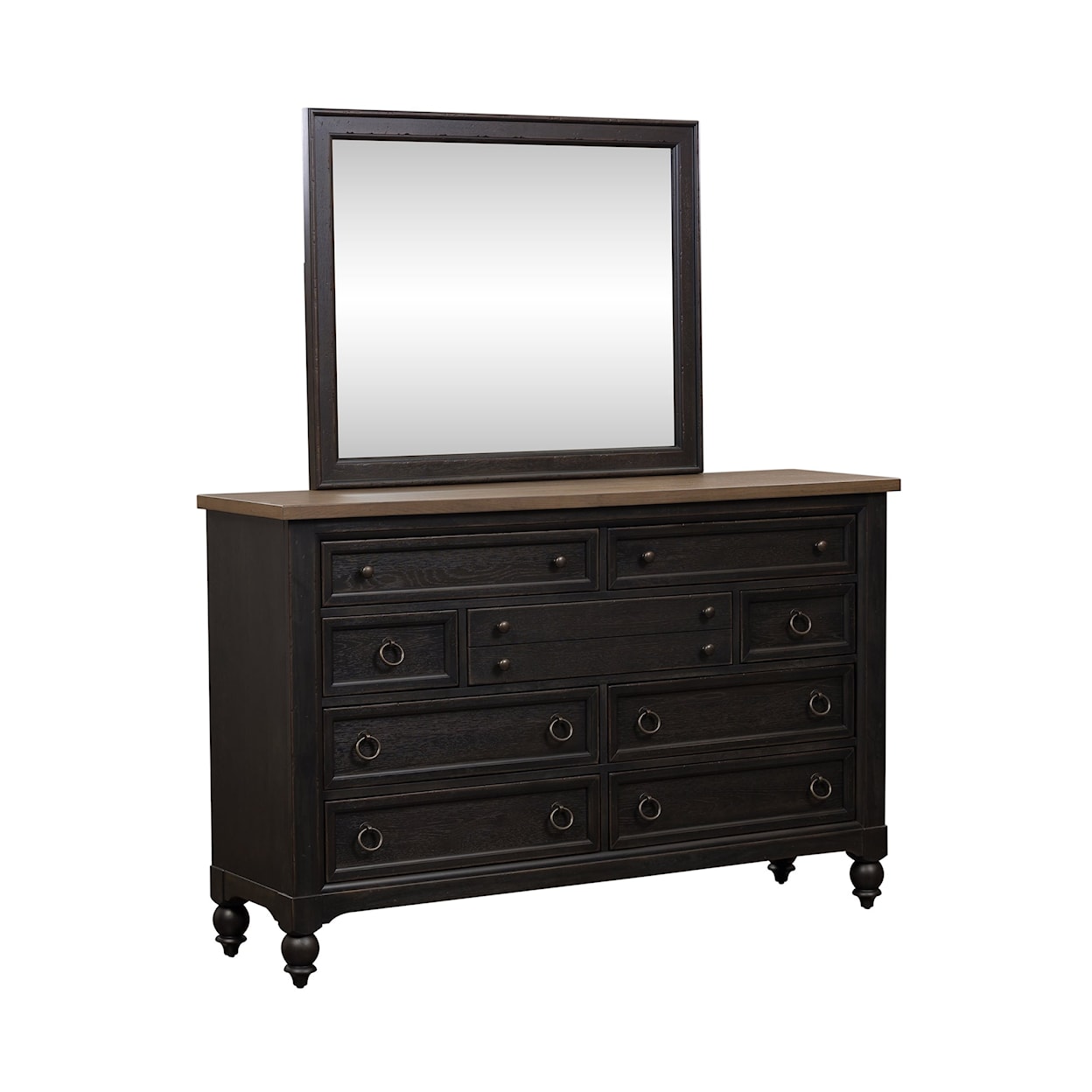 Libby Americana Farmhouse 9-Drawer Dresser & Mirror Set