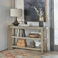 Contemporary Faux Concrete Sofa Table with Open Shelf