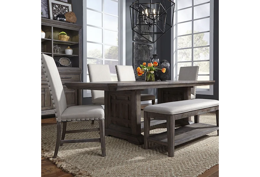 Artisan Prairie 6 Piece Trestle Table Set by Liberty Furniture at VanDrie Home Furnishings