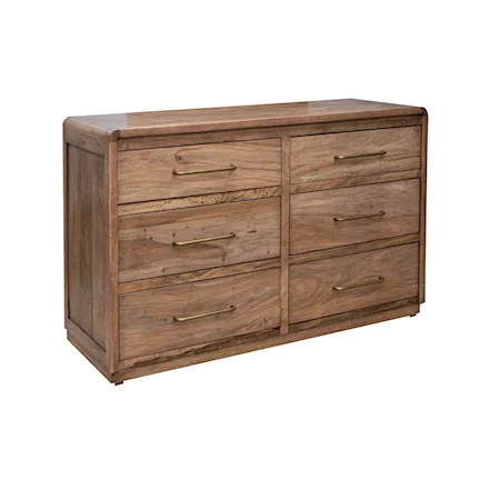 Modern Rustic 6-Drawer Dresser with Microfiber-Lined Top Drawers