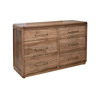 Modern Rustic 6-Drawer Dresser with Microfiber-Lined Top Drawers
