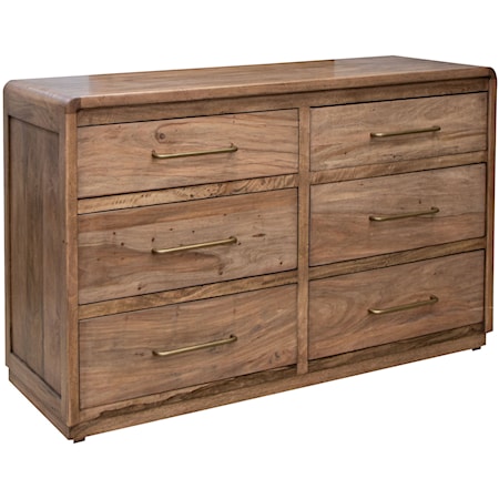 Modern Rustic 6-Drawer Dresser with Microfiber-Lined Top Drawers